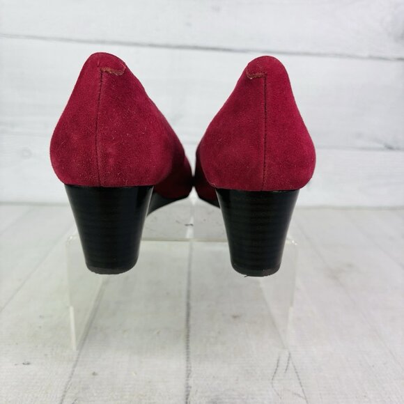 Vionic ANTONIA Burgundy Suede Leather Arch Support Slip On Wedge Shoes Sz 6.5 W - Picture 5 of 16